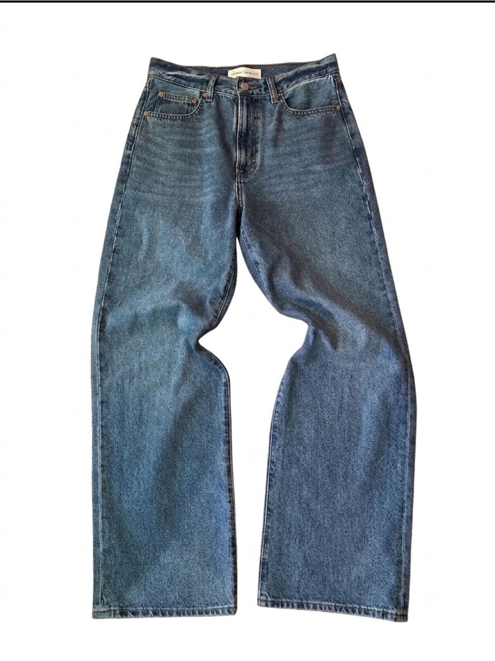 Denim Forum Farrah Hi-Rise Wide-Leg Jeans in Mid Blue - 28 - Picture 6 of 11